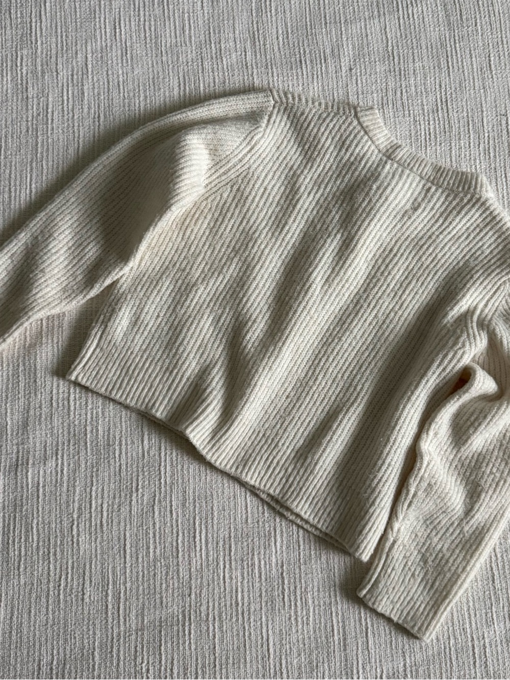 Cream Ribbed Button-Front Girls Cardigan Sweater - Picture 6 of 6